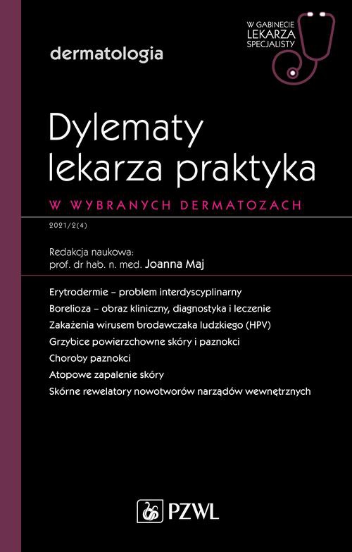 The cover of the book titled: W gabinecie lekarza specjalisty. Dermatologia. Dylematy lekarza praktyka w wybranych dermatozach
