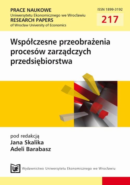 The cover of the book titled: Współczesne przeobrażenia procesów zarządczych przedsiębiorstwa