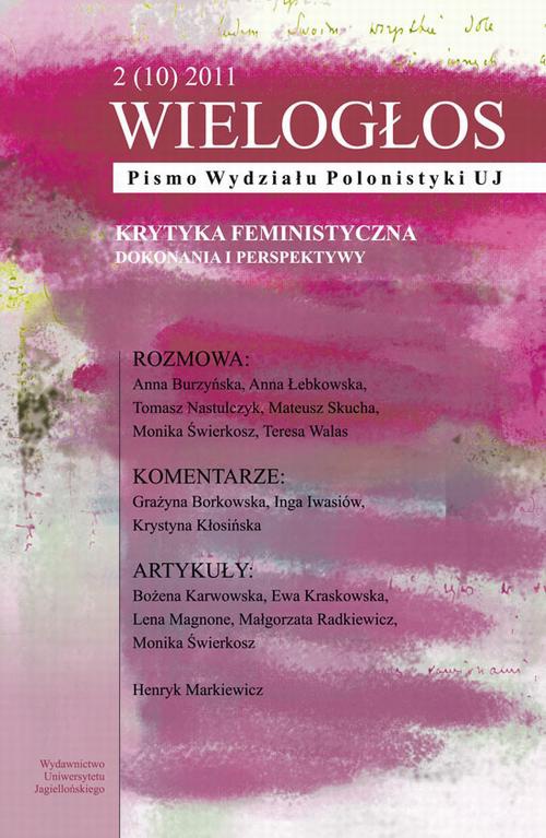 The cover of the book titled: Wielogłos. Pismo Wydziału Polonistyki UJ 2 (10) 2011