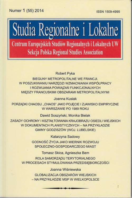 Okładka książki o tytule: Studia Regionalne i Lokalne nr 1(55)/2014
