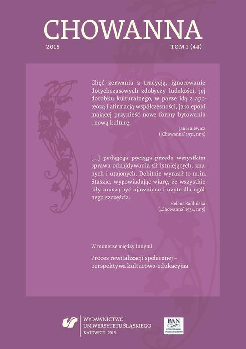 Обложка книги под заглавием:„Chowanna” 2015. T. 1 (44): Proces rewitalizacji społecznej – perspektywa kulturowo-edukacyjna