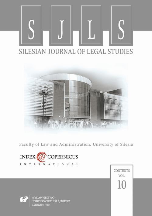 Okładka książki o tytule: „Silesian Journal of Legal Studies”. Vol. 10