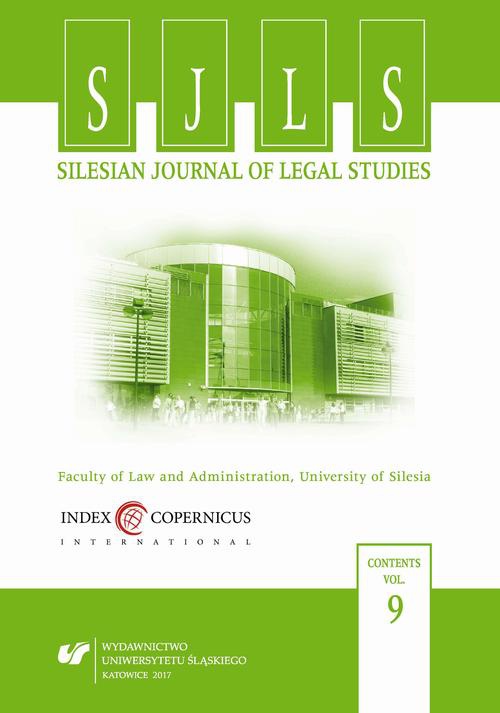 Okładka książki o tytule: „Silesian Journal of Legal Studies”. Vol. 9