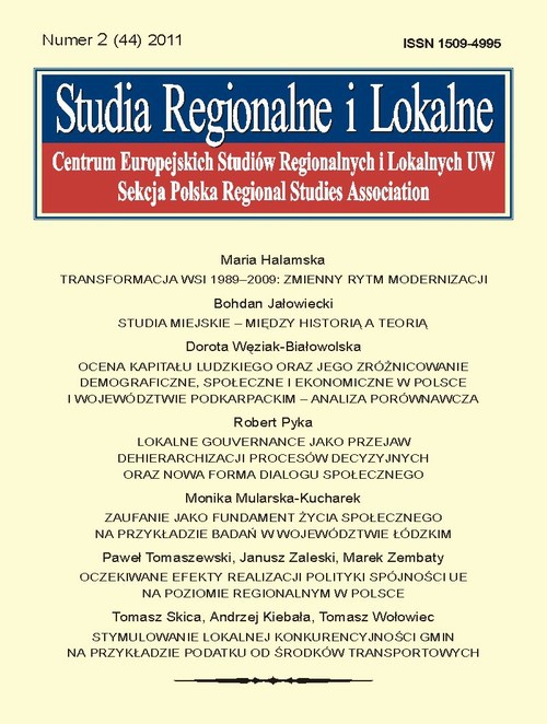 The cover of the book titled: Studia Regionalne i Lokalne nr 2(44)/2011
