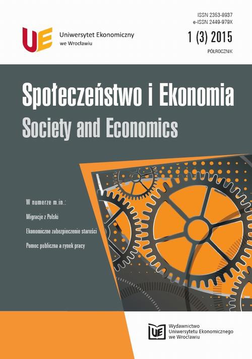 The cover of the book titled: Społeczeństwo i Ekonomia 2015, nr 1(3)
