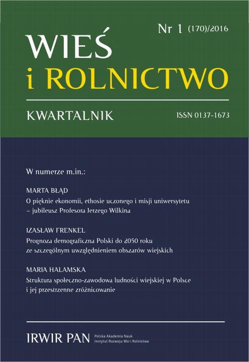 Okładka książki o tytule: Wieś i Rolnictwo nr 1 (170)/2016