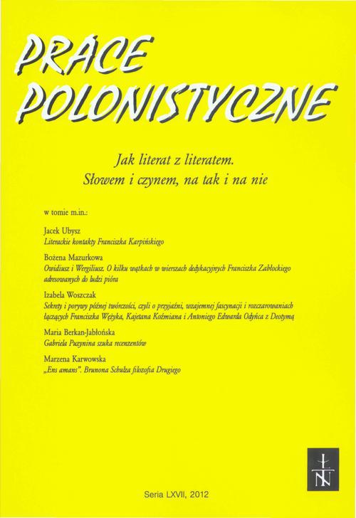 Okładka książki o tytule: Prace Polonistyczne t. 67/2012