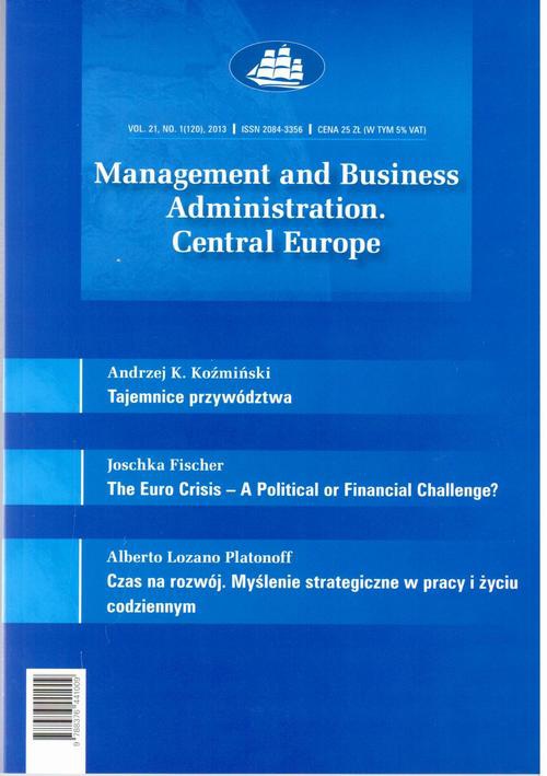 Okładka książki o tytule: Management and Business Administration. Central Europe - 2013 - 1
