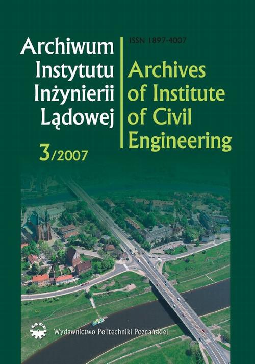 Okładka książki o tytule: Archiwum Instytutu Inżynierii Lądowej 3/2007