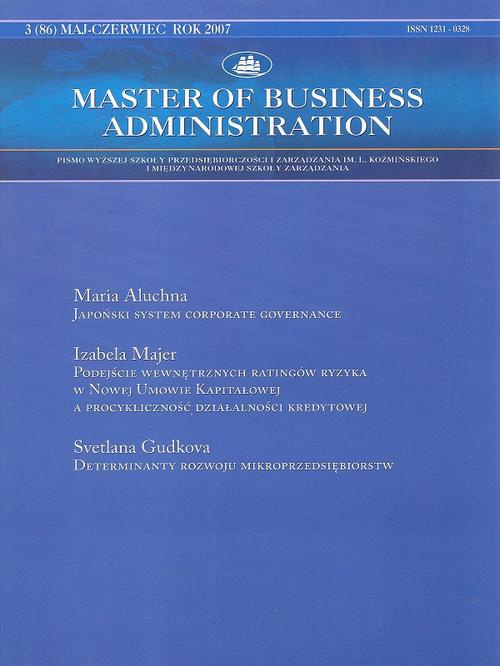 Okładka książki o tytule: Master of Business Administration - 2007 - 3