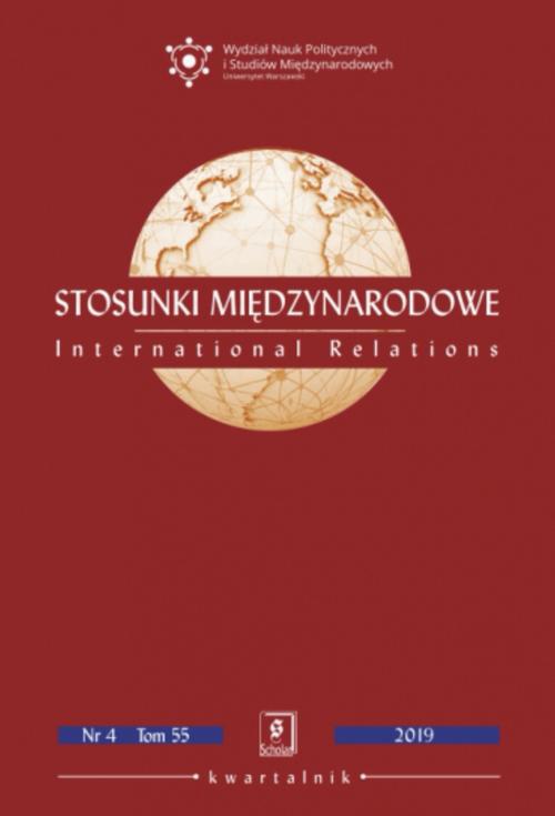 The cover of the book titled: Stosunki Międzynarodowe nr 4(55)/2019