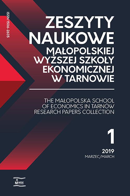 Okładka książki o tytule: Zeszyty Naukowe Małopolskiej Wyższej Szkoły Ekonomicznej w Tarnowie 1/2019
