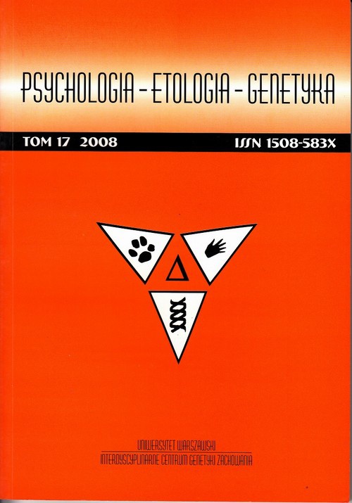 Okładka książki o tytule: Psychologia-Etologia-Genetyka nr 17/2008