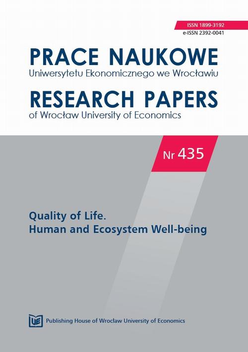 Обкладинка книги з назвою:Prace Naukowe Uniwersytetu Ekonomicznego we Wrocławiu nr. 435 Quality of Life. Human and Ecosystem Well-being