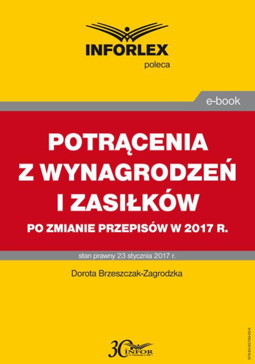Обложка книги под заглавием:POTRĄCENIA Z WYNAGRODZEŃ I ZASIŁKÓW 2017
