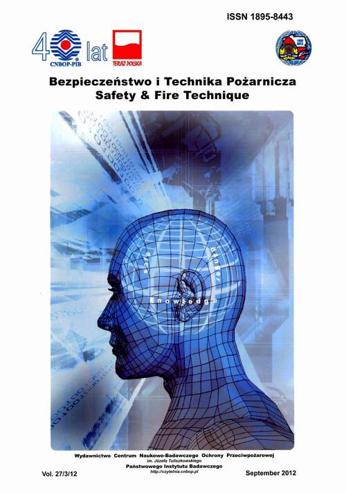 The cover of the book titled: Bezpieczeństwo i Technika Pożarnicza, Vol.27/3/2012