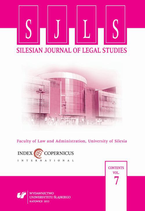 Okładka książki o tytule: „Silesian Journal of Legal Studies”. Vol. 7