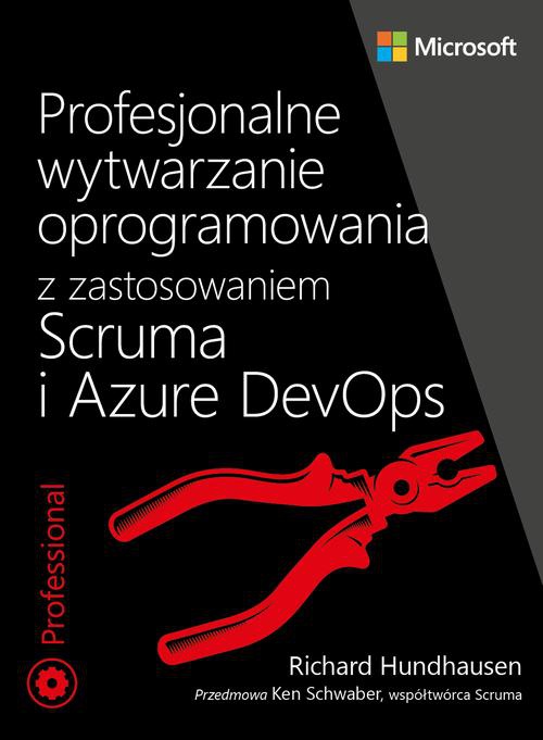 Обложка книги под заглавием:Profesjonalne wytwarzanie oprogramowania z zastosowaniem Scruma i usług Azure DevOps