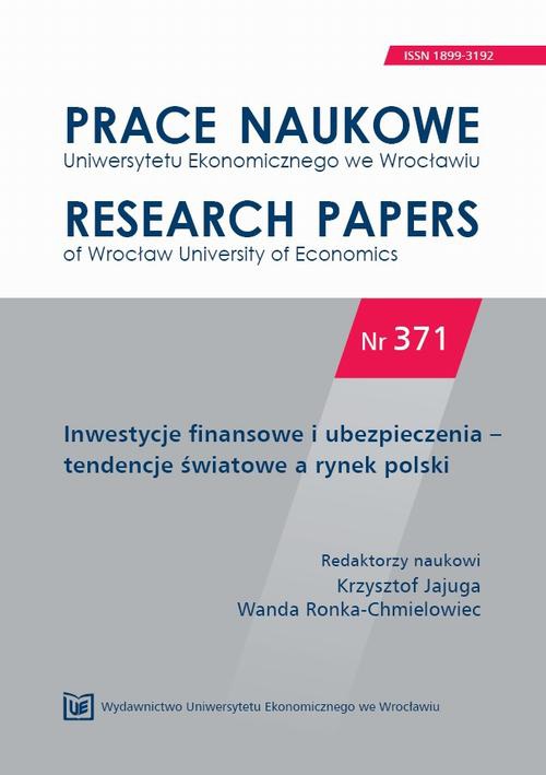 Обкладинка книги з назвою:Inwestycje finansowe i ubezpieczenia – tendencje światowe a rynek polski. PN 371