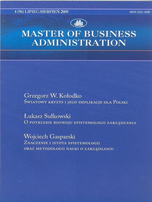 Okładka książki o tytule: Master of Business Administration - 2009 - 4