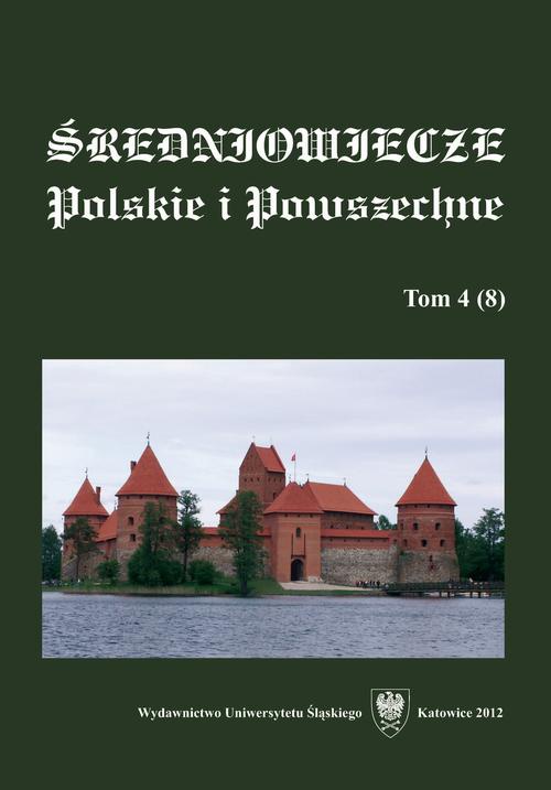 Обложка книги под заглавием:"Średniowiecze Polskie i Powszechne". T. 4 (8)