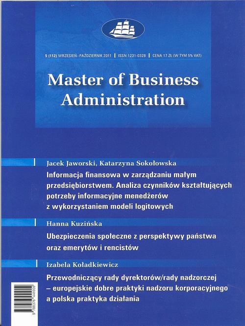 Обложка книги под заглавием:Master of Business Administration - 2011 - 5