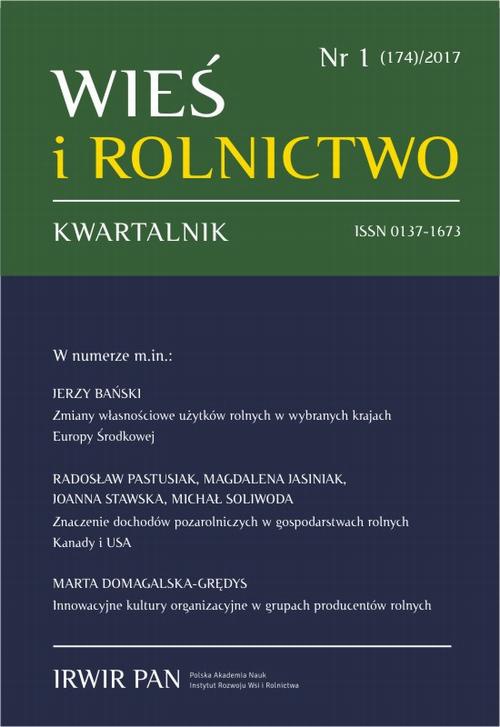 Okładka książki o tytule: Wieś i Rolnictwo nr 1(174)/2017