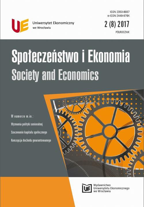 Okładka książki o tytule: Społeczeństwo i Ekonomia 2(8) 2017