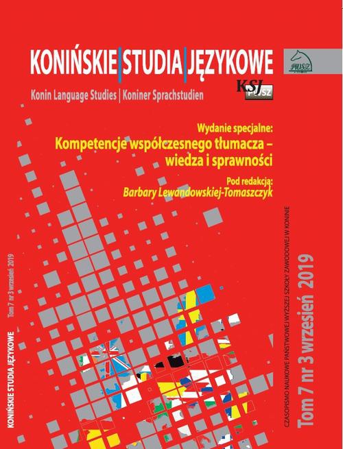 The cover of the book titled: Konińskie Studia Językowe Tom 7 Nr 3 2019